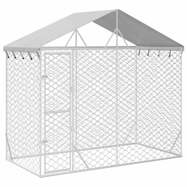 Hopea koiran ulkohäkki katolla Onest 3x1,5x2,5 m (galvanoitu teräs)