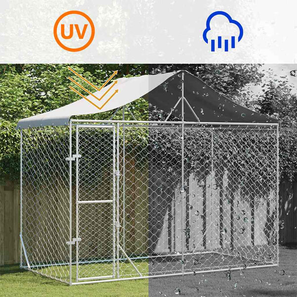 Hopea koiran ulkohäkki katolla Onest 3x1,5x2,5 m (galvanoitu teräs)