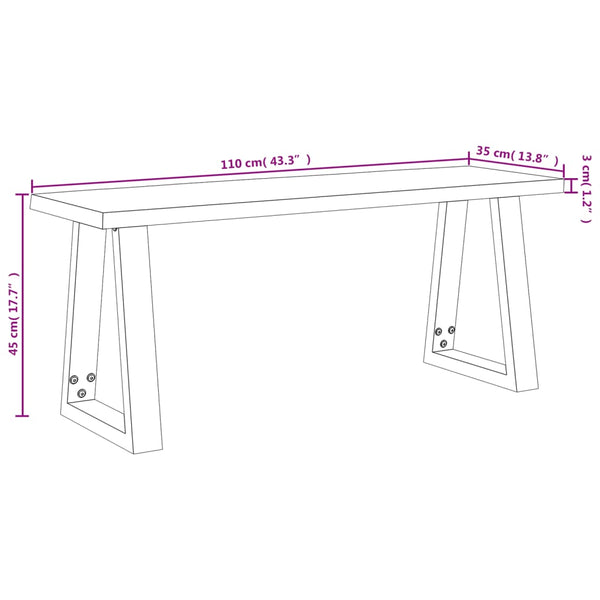 Sitzbank mit lebenden Kanten Muscel 110cm (Akazie)