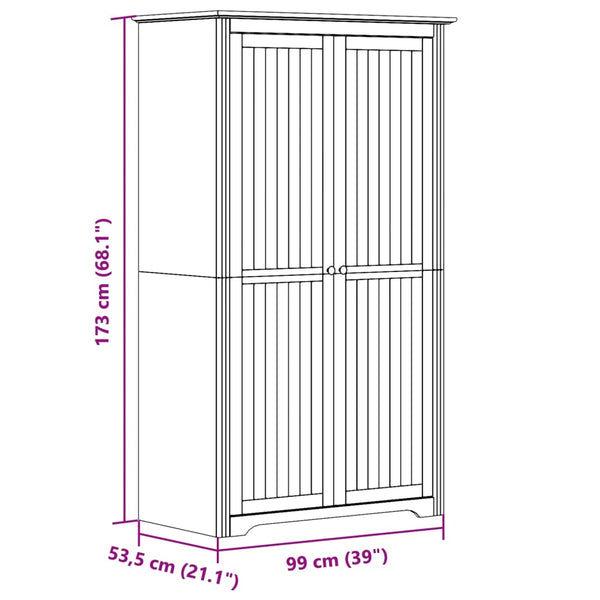 Harmaa vaatekaappi bodo Scutelnicu 99x53,5x173cm (mänty)