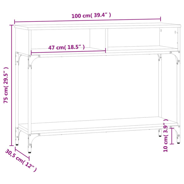 Konsole Tisch Millo, grau, 100x30,5x75cm (Holz)