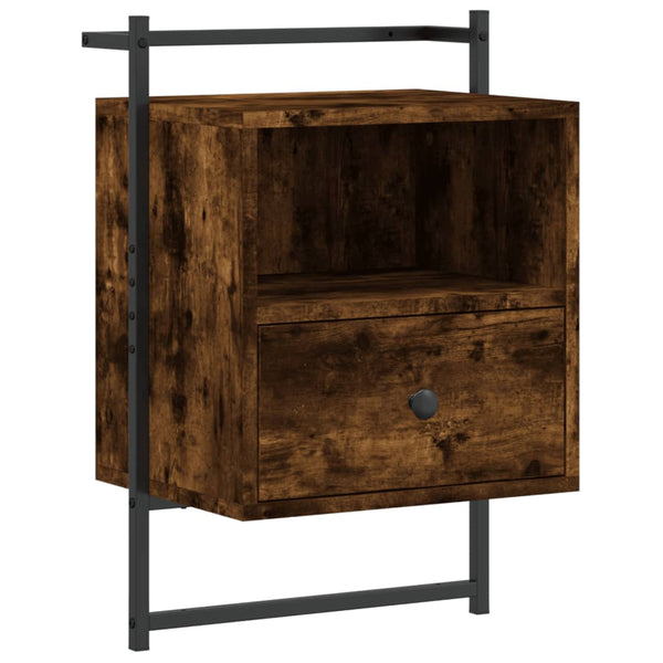 Räuchereichen-Nachttisch zur Wandmontage Belal 40x30x61cm (Holz)