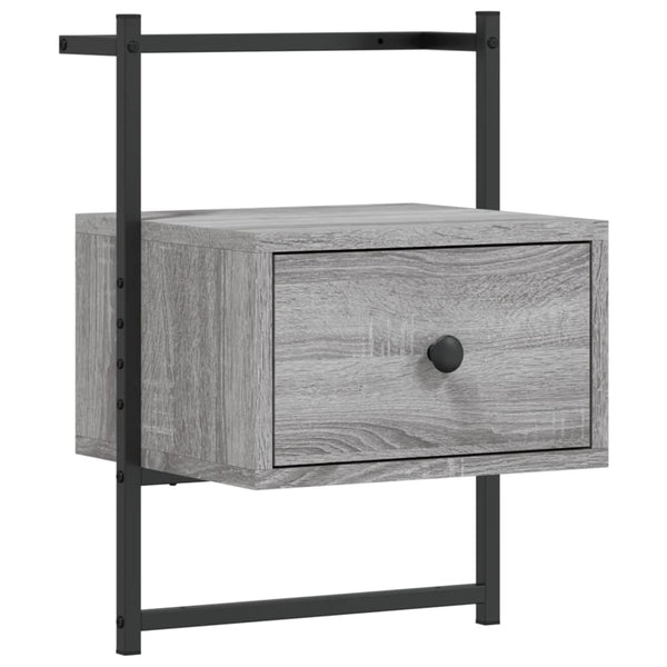 Grauer Nachttisch für die Wandmontage Robison 35x30x51cm (Holz)