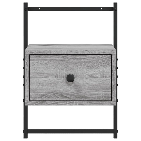 Grauer Nachttisch für die Wandmontage Robison 35x30x51cm (Holz)