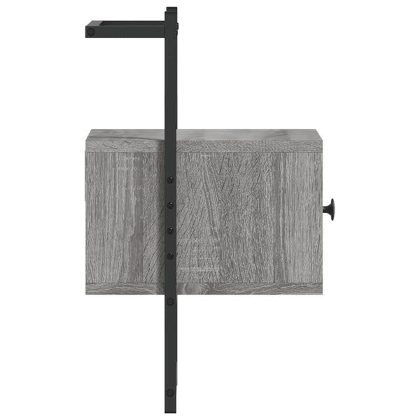 Grauer Nachttisch für die Wandmontage Robison 35x30x51cm (Holz)