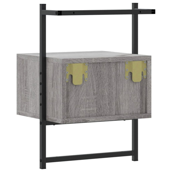 Grauer Nachttisch für die Wandmontage Robison 35x30x51cm (Holz)