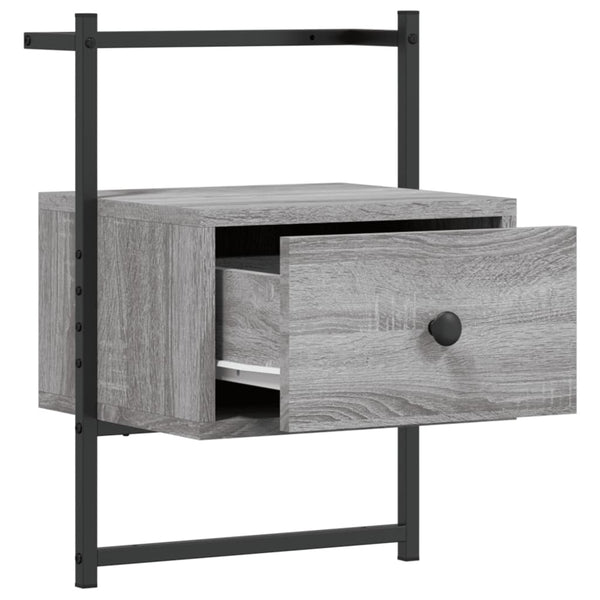 Grauer Nachttisch für die Wandmontage Robison 35x30x51cm (Holz)