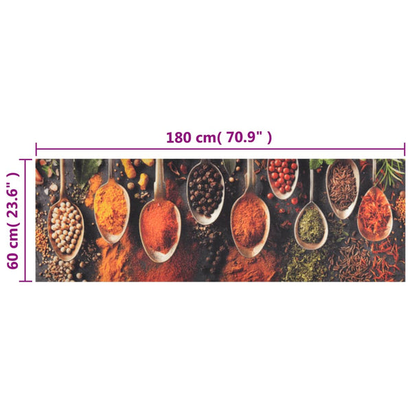 Samt Küchenteppich waschbar Löffel und Gewürze Bigan 60x180cm