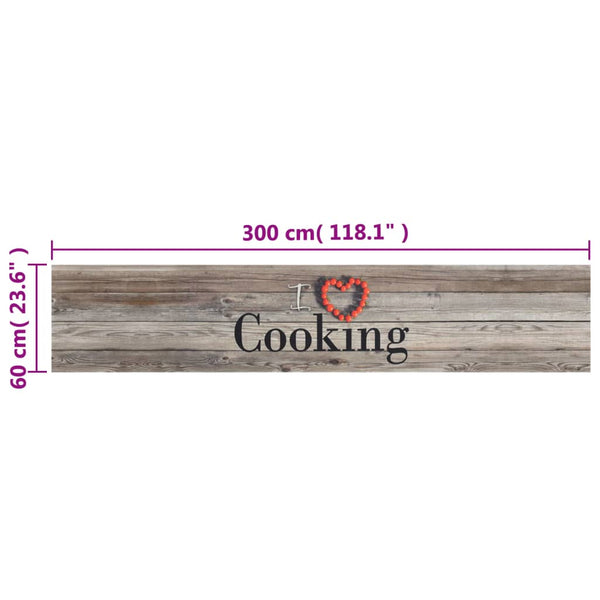 Harmaa keittiön pestävä lattiamatto cooking Bigan 60x300cm (sametti)