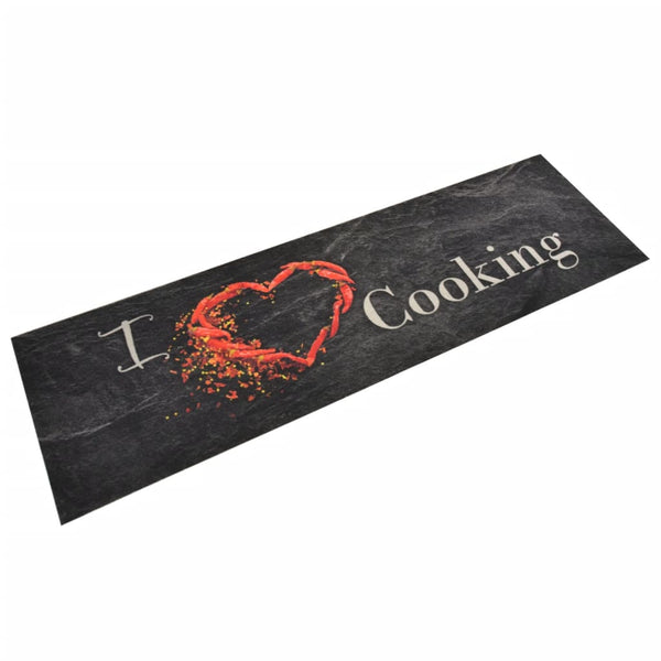 Schwarz abwaschbarer Küchenteppich Cooking Bigan 45x150cm (Samt)