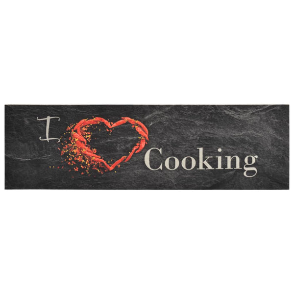 Schwarz abwaschbarer Küchenteppich Cooking Bigan 45x150cm (Samt)
