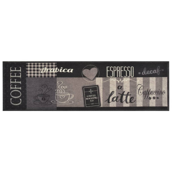 Schwarzer abwaschbarer Küchenteppich Bigan 45x150cm (Coffee Samt)