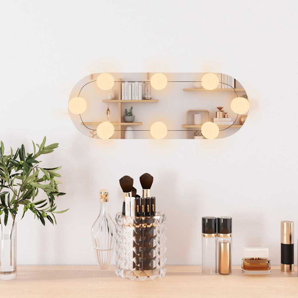 Wandspiegel Allyende 15x40cm (mit LED-Beleuchtung, Glas, oval)