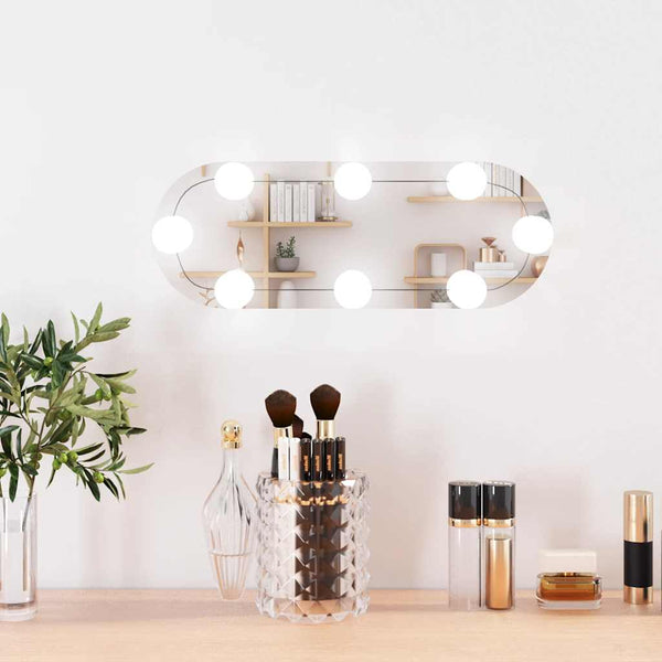 Wandspiegel Allyende 15x40cm (mit LED-Beleuchtung, Glas, oval)