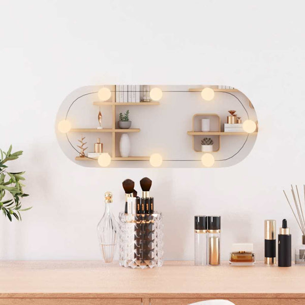Wandspiegel Allyende 20x50cm (mit LED-Beleuchtung, Glas, oval)