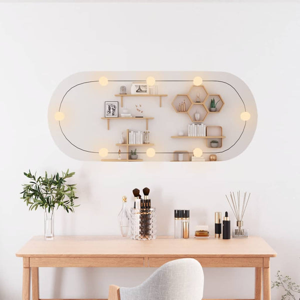 Wandspiegel Allyende 25x60cm (mit LED-Beleuchtung, Glas, oval)