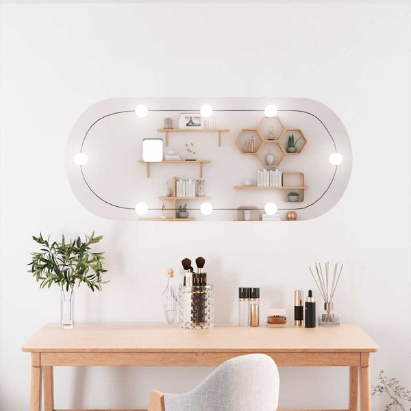 Wandspiegel Allyende 25x60cm (mit LED-Beleuchtung, Glas, oval)