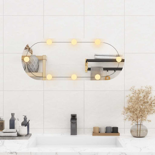 Wandspiegel Allyende 30x70cm (mit LED-Beleuchtung, Glas, oval)