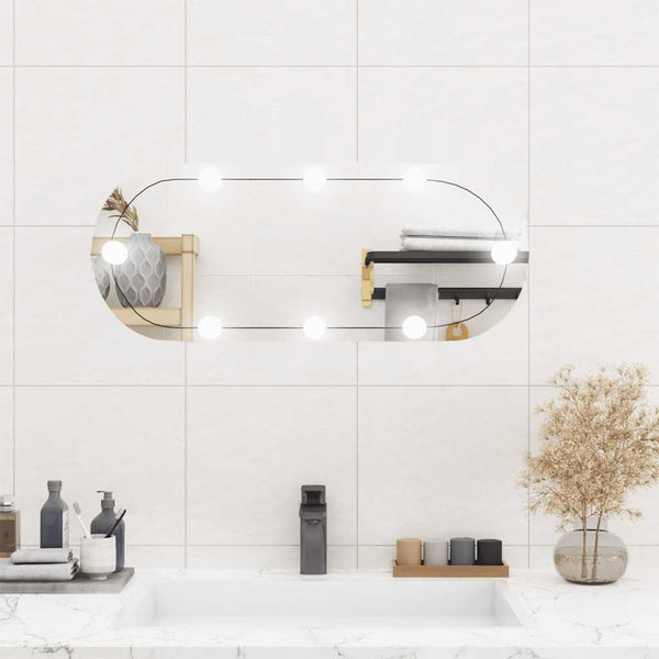 Wandspiegel Allyende 30x70cm (mit LED-Beleuchtung, Glas, oval)