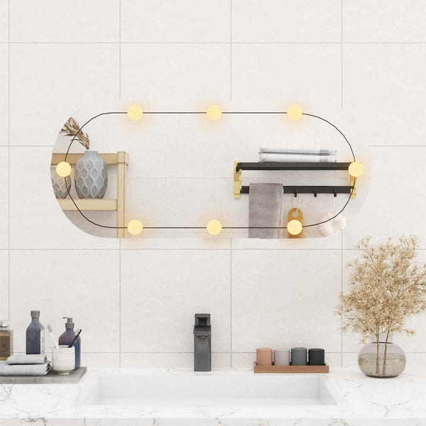 Wandspiegel Allyende 35x80cm (mit LED-Beleuchtung, Glas, oval)