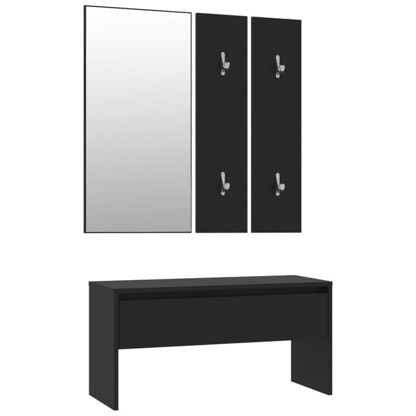 Schwarzes Dielenmöbel-Set Sofie (Holz)