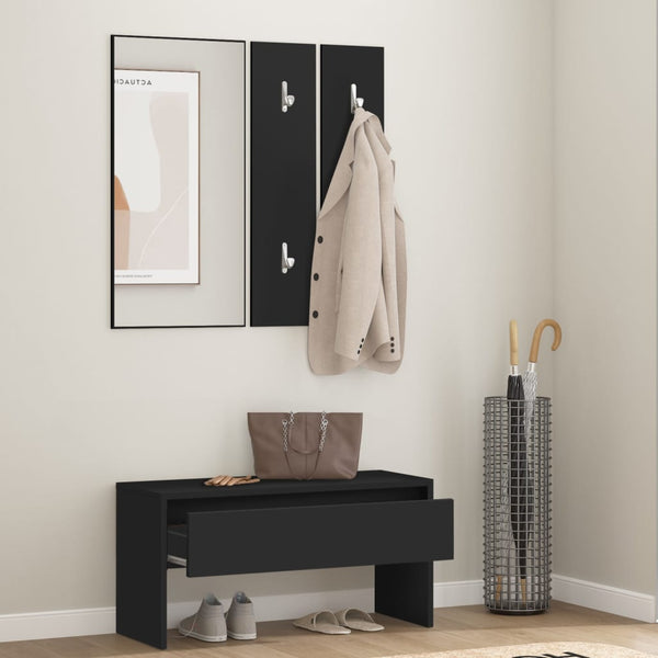 Schwarzes Dielenmöbel-Set Sofie (Holz)