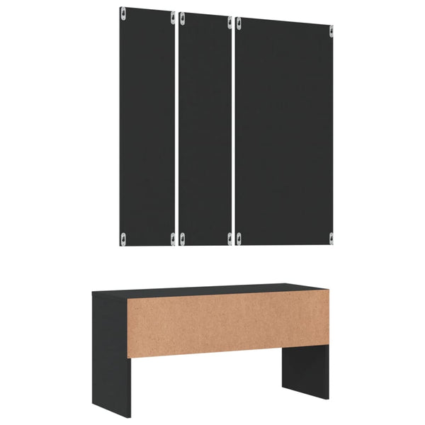 Schwarzes Dielenmöbel-Set Sofie (Holz)