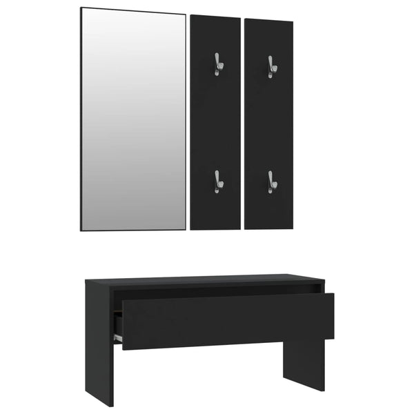 Schwarzes Dielenmöbel-Set Sofie (Holz)