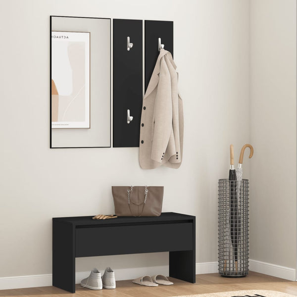 Schwarzes Dielenmöbel-Set Sofie (Holz)