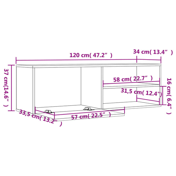 Harmaa tv-taso Benona 120x34x37cm (lastulevy)