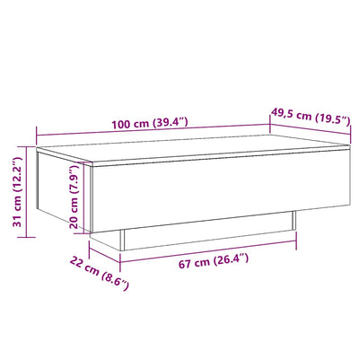 Weißer Couchtisch Hordei 100x49,5x31cm (Holz)