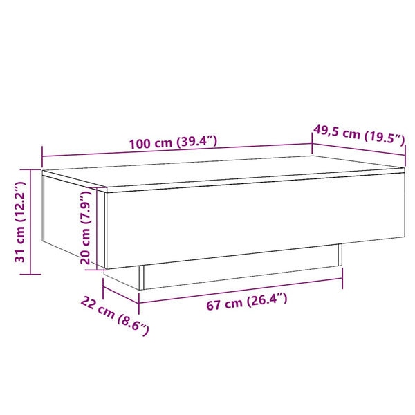 Couchtisch Räuchereiche Hordei 100x49,5x31cm (Holz)
