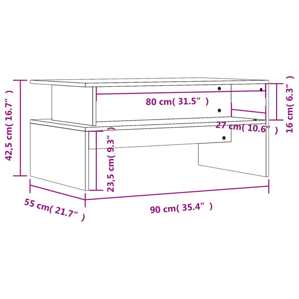 Grauer Couchtisch Grunia 90x55x42,5cm (Holz)