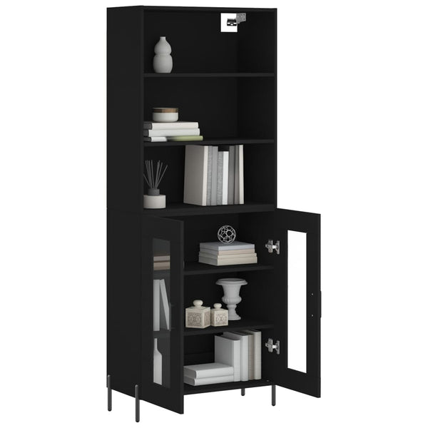 Schwarzer Holzschrank 69,5x34x180cm