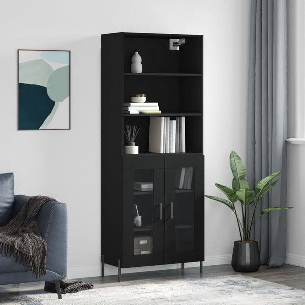 Schwarzer Holzschrank 69,5x34x180cm