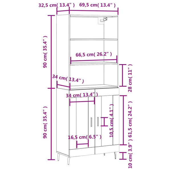 Grauer Stejerel-Schrank 69,5x34x180cm (Holz)