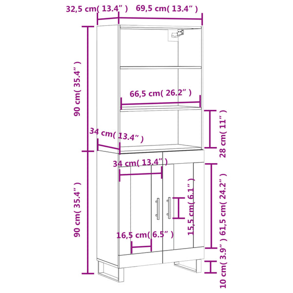 Grauer Adinela Schrank 69,5x34x180cm (Holz)