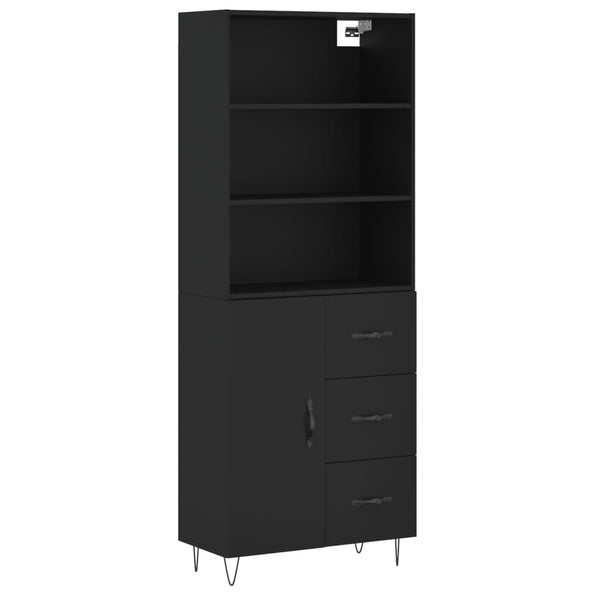 69,5x34x180cm Myrtis Schrank, Farbe Schwarz (Holz)