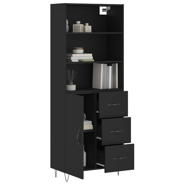 69,5x34x180cm Myrtis Schrank, Farbe Schwarz (Holz)