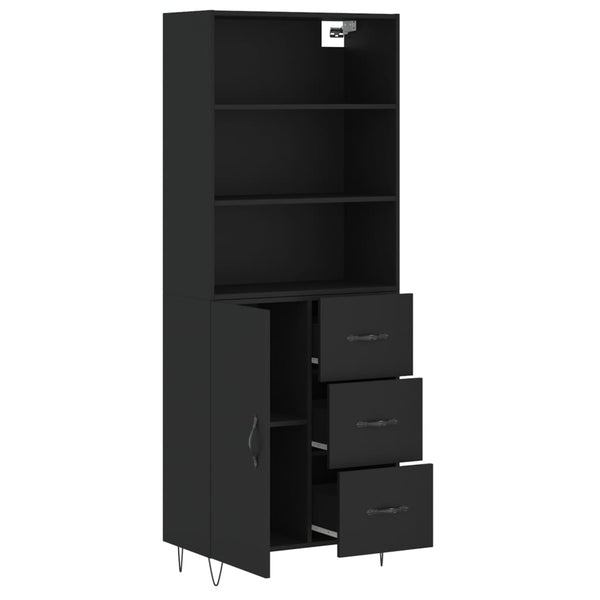 69,5x34x180cm Myrtis Schrank, Farbe Schwarz (Holz)