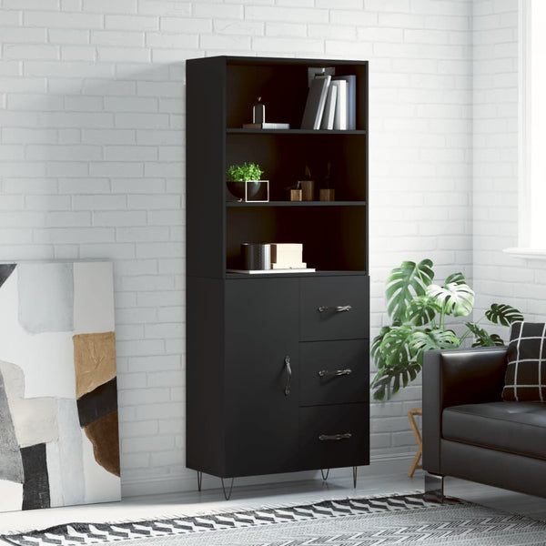 69,5x34x180cm Myrtis Schrank, Farbe Schwarz (Holz)