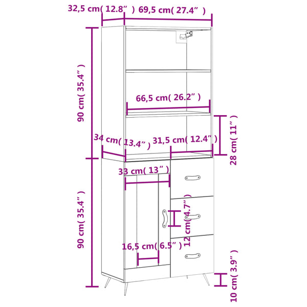 Grauer Ileleana-Schrank 69,5x34x180cm (Holz)