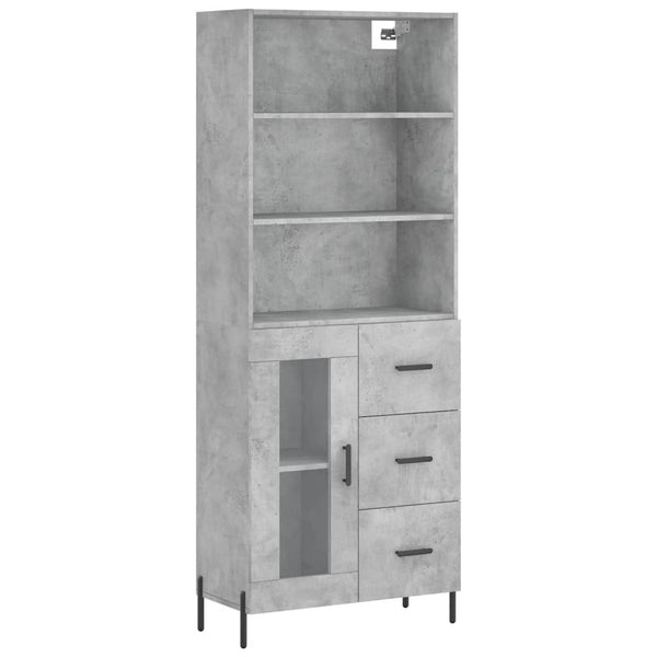 69,5x34x180cm betongrauer Schrank aus Holz