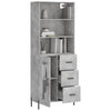 69,5x34x180cm betongrauer Schrank aus Holz