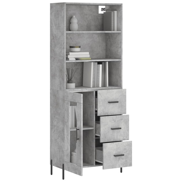 69,5x34x180cm betongrauer Schrank aus Holz