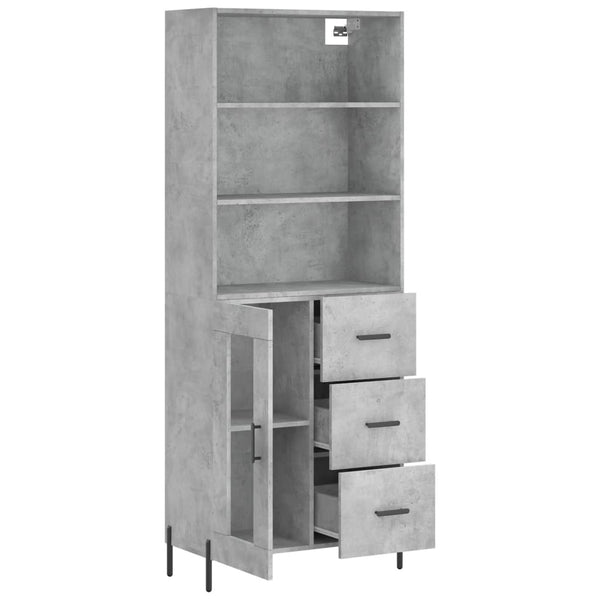 69,5x34x180cm betongrauer Schrank aus Holz