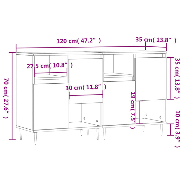 Graues Sideboard Pisica (2 Stk. Sonoma-Holz)