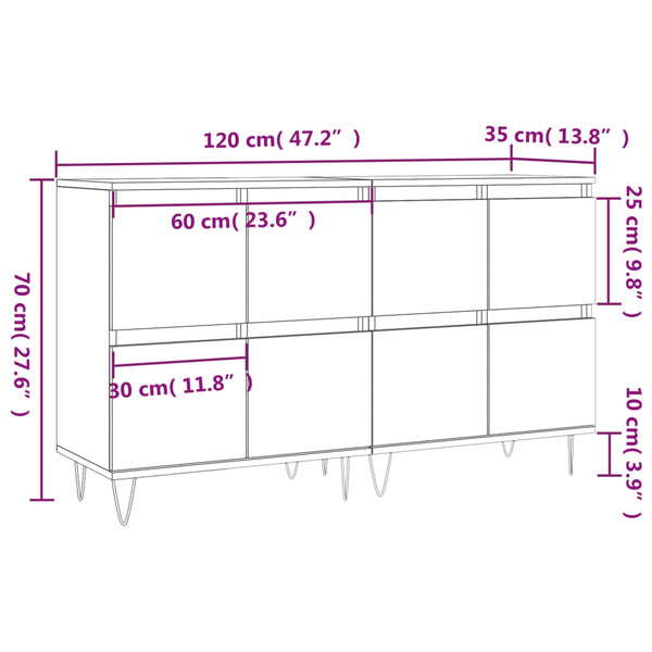 Betongraues Sideboard Tabarce (2-teilig, Holz)