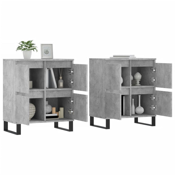 Betongraue Kommoden Dorice (2 Stück, Holz)