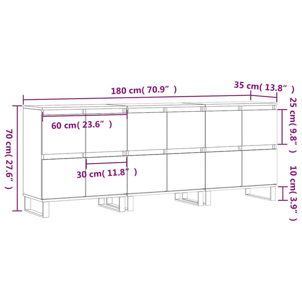 Weißes Sideboard Dorice (3 Stück aus Holz)